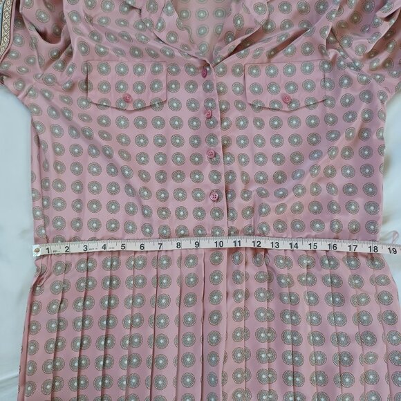 Vintage Schrader Shirt Dress Petite Midi Pleated 80s A line Secretary Size 8P - Picture 12 of 13